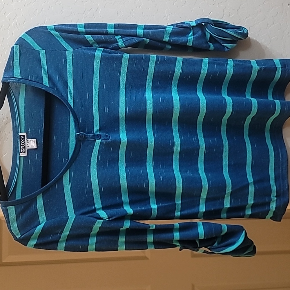 Roxy Blue and Teal Striped Top
